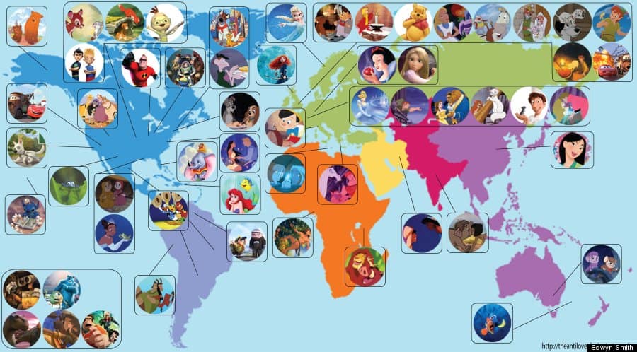 Disney & Pixar movie map