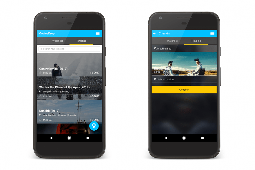 MoviesDrop Android App (Check In Timeline)