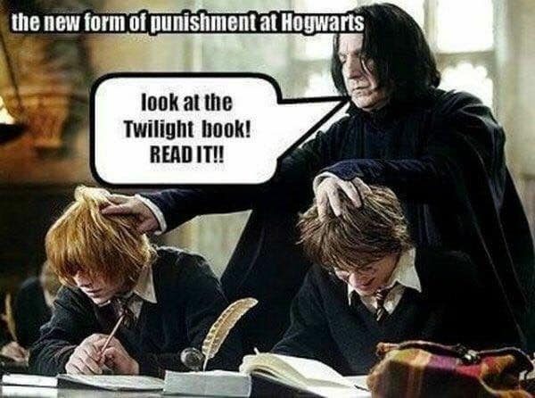 Hogwarts Punishment Read Twilight Books Harry Potter Meme